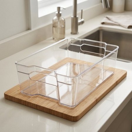 سلة تنظيم طعام اكريليك شفاف